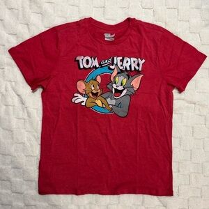 Tom and Jerry Men’s Red Distressed Graphic Tee T-Shirt Classic Logo - XL NWOT